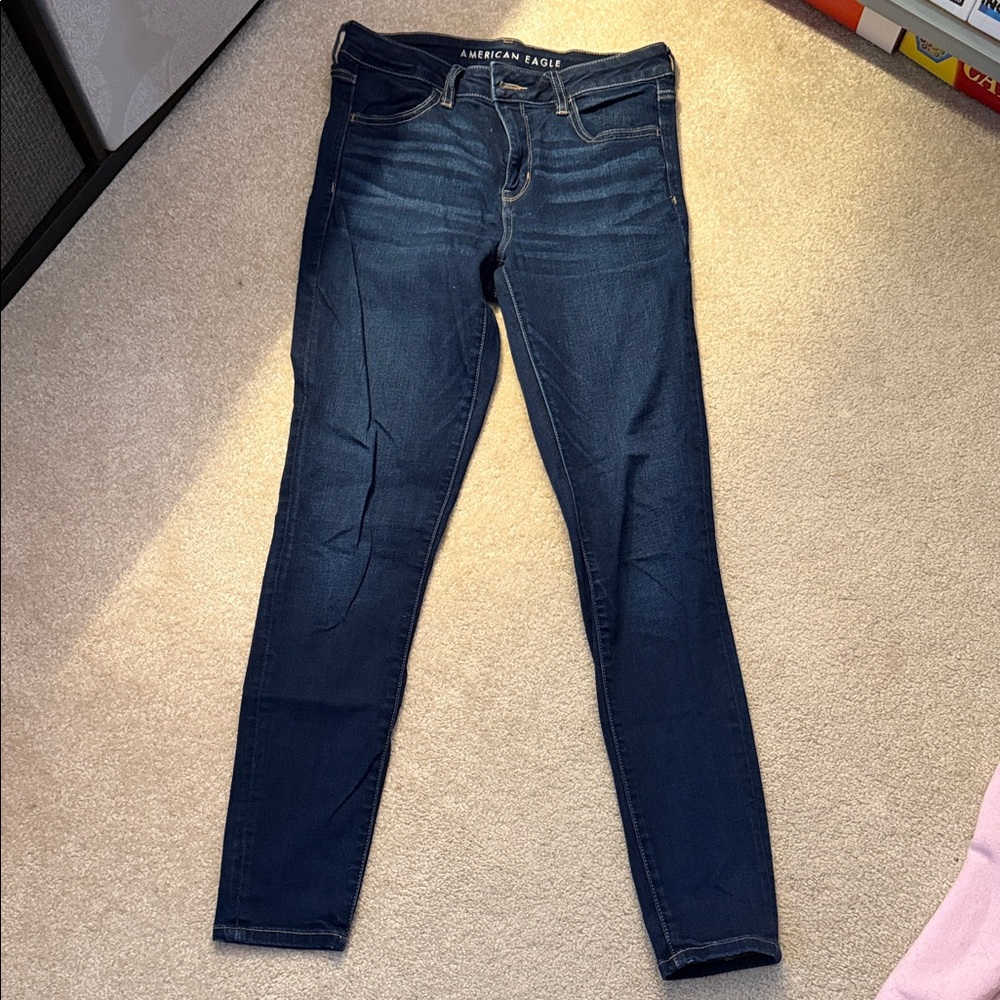 American Eagle Outfitters Women's Dark Wash Skinny Jeans Size 10 Long